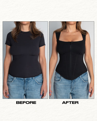 Corsety Square Neck Sleeveless Top - Black