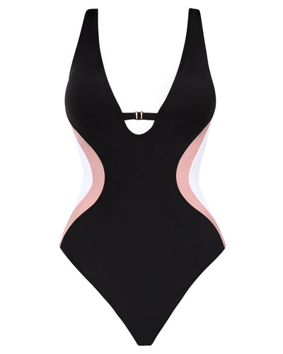 Brazilian Plungey Keyhole - Contour Black/Rose/White