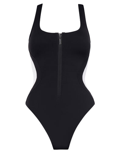 Scoopy Seamed Zip - Contour Black/White