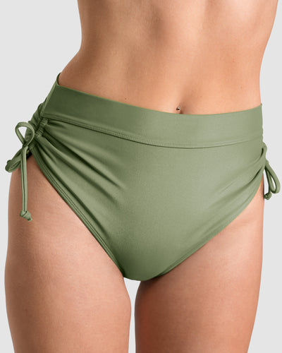 Cinchy Bikini Bottom - Martini Olive Shine