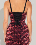 Sweetie Sheer Mesh Column Dress - Cranberry Floral