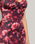 Seamed Lushy Satin Pencil Dress - Cranberry Floral