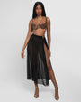 Ringy Sheer Slit Skirty - Black