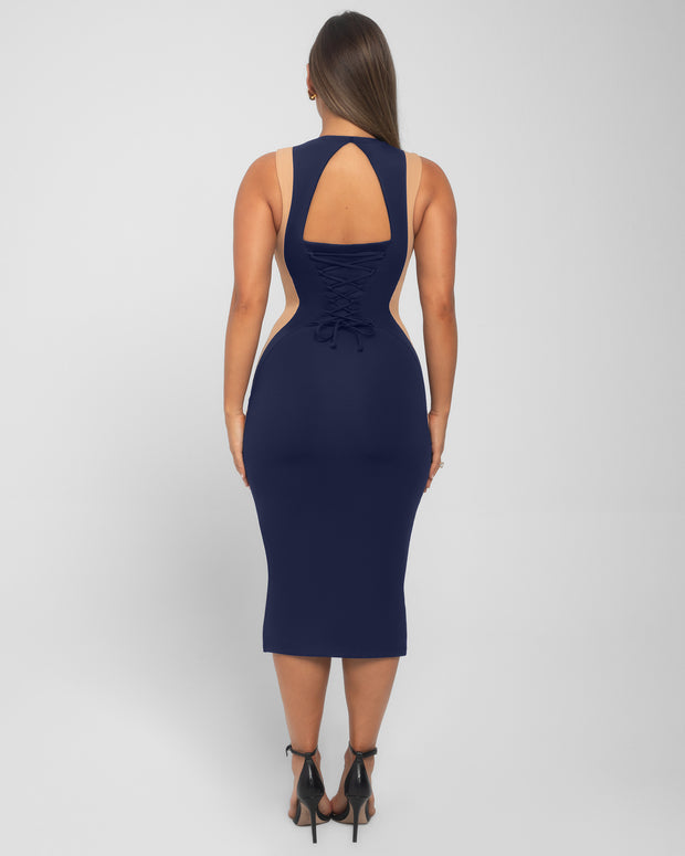 Illusion Column Dress - Contour Midnight/Sand