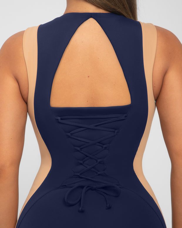 Illusion Column Dress - Contour Midnight/Sand