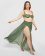 Ringy Sheer Slit Skirty - Martini Olive