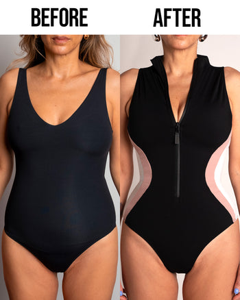 Sleeveless Surfy - Contour Black/Rose/White Before and After