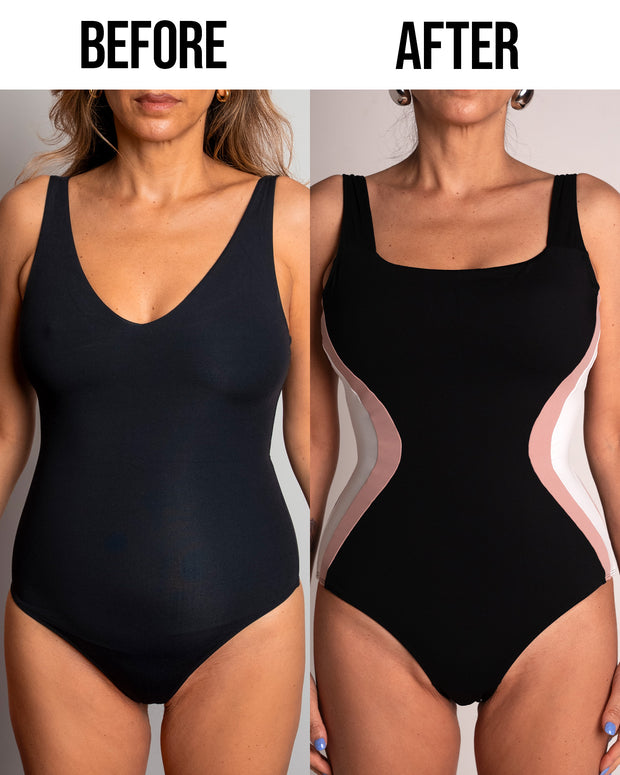 TA3 Squarey swimsuit before and after