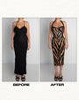 Seamed Lushy Halter Dress - Contour Golden Zebra