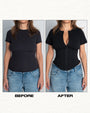 Short Sleeve Corsety Top - Black