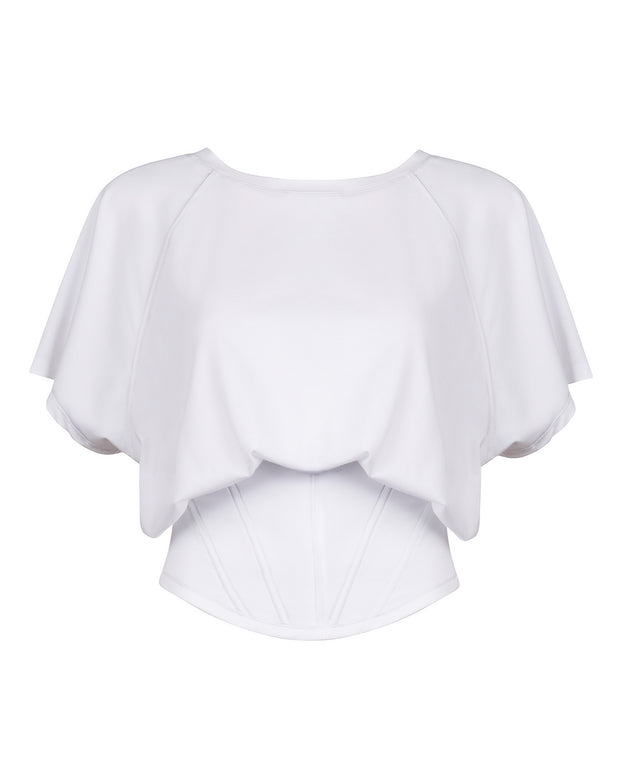 Corset Blousey Tee - White