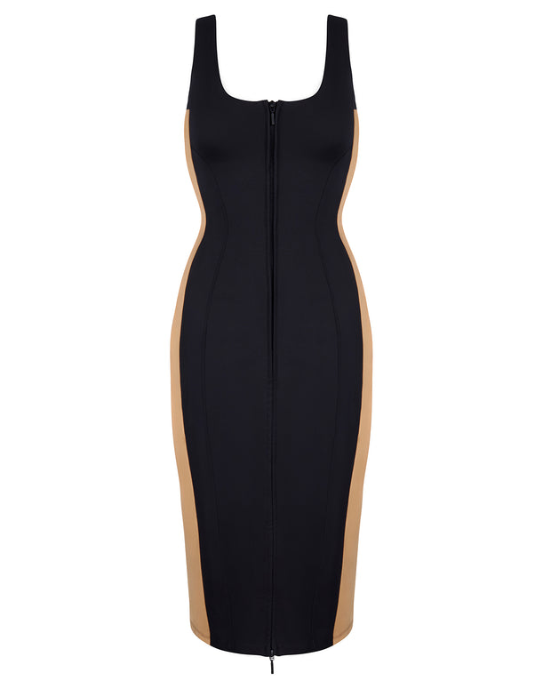 Corsety Scoop Neck Pencil Dress - Contour Black/Sand