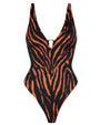 Hi Cut Plungey Triangle - Contour Baked Clay Zebra/Black