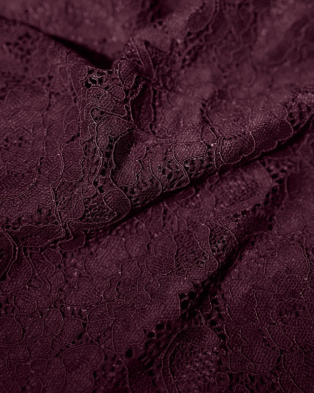 Close up fabric for Sweetie Long Sleeve Top - Lace Garnet