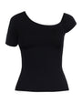 Shapey Short Sleeve One Shoulder Top - Black