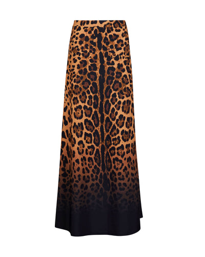Outline image of A-Line Maxi Skirty Pull On Swim Cover Up - Ombre Symmetric Leopard
