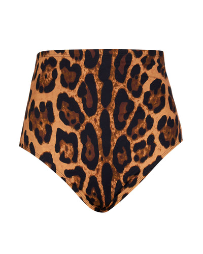Outline image of High Waisted Kini Bottom Shapewear Two Piece - Symmetric Leopard
