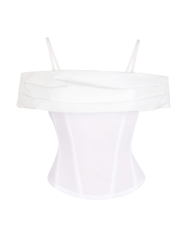 Poplin Off Shoulder Corset Top - Crisp White