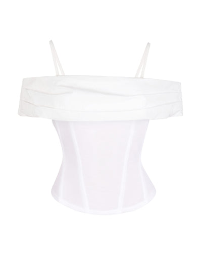 Poplin Off Shoulder Corset Top - Crisp White