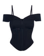 Corsety Draped Off Shoulder Top - Black