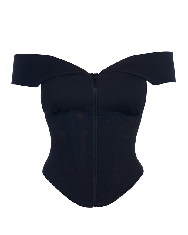 Corsety Draped Off Shoulder Top - Black