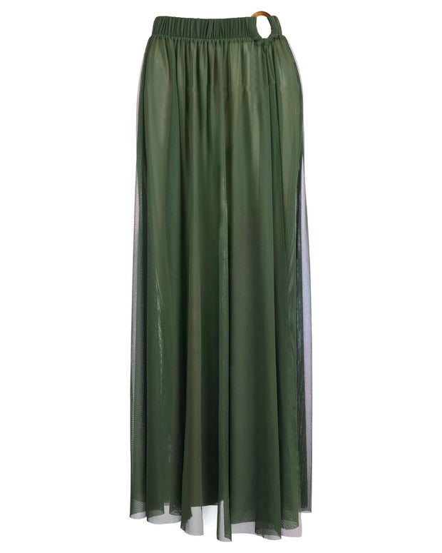 Ringy Sheer Slit Skirty - Martini Olive