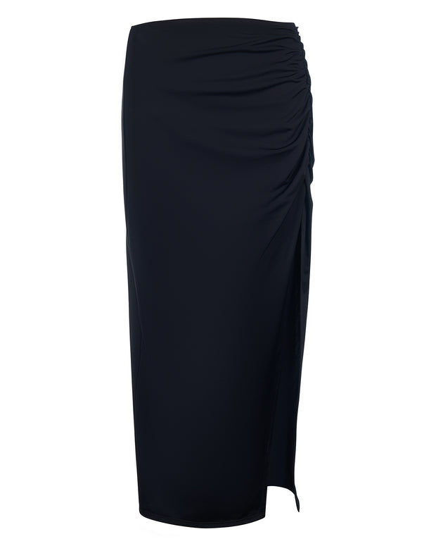 Ruched Midi Skirty - Black