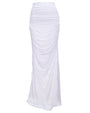 Ruched Sheer Maxi Skirty - White