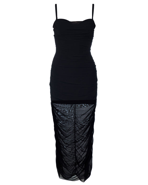 Sweetie Mesh Column Dress - Black