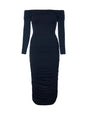 Shapey Off Shoulder Ruched Dress - Black