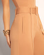 Belted Wide Leg Ponte Pant - Camel