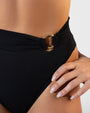 Detail shot of the gold textured ring on Brazilian Ring Kini Bottom - Black