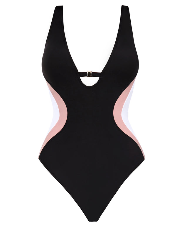 Brazilian Plungey Keyhole - Contour Black/Rose/White