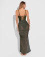 Ruched Sheer Maxi Skirty - Fern Green