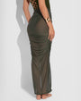 Ruched Sheer Maxi Skirty - Fern Green