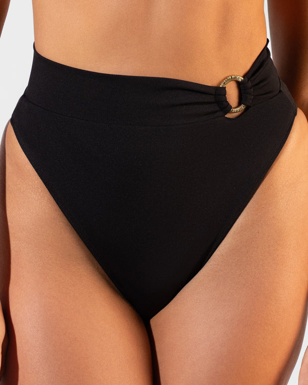 Brazilian Ring Kini Bottom - Black Two Piece Bikini Shapewear Front view