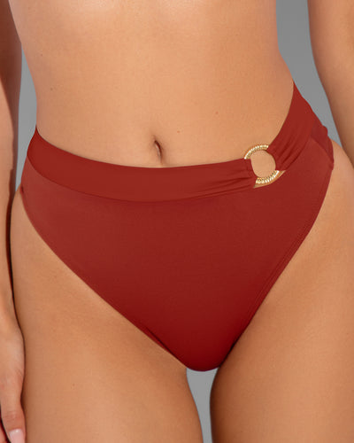 Brazilian Ring Kini Bottom - Copper Two Piece Bikini Shapewear front view close up