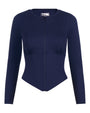 Long Sleeve Corsety Top - Midnight