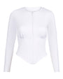 Long Sleeve Corsety Top - White