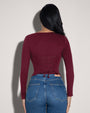 Corsety Square Neck Long Sleeve Top - Dark Cherry