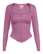 Corsety Long Sleeve Square Neck Top - Grape