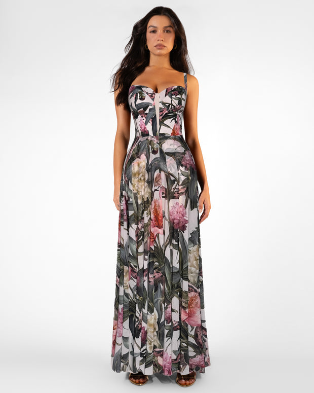 Full body front view of Bombshell Maxi Dress - Daylight Peony