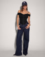 Corsety Draped Off Shoulder Top - Black