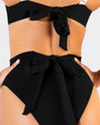 Close up back shot of Hi Cut Adjustable Kini Bottom - Black on model