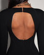 Plungey Long Sleeve Mini Dress - Black
