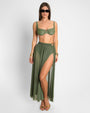 Ringy Sheer Slit Skirty - Martini Olive