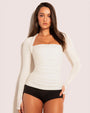 Shapey Ruched Long Sleeve Top - Eggshell