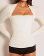 Shapey Ruched Long Sleeve Top - Eggshell