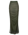 Ruched Sheer Maxi Skirty - Fern Green