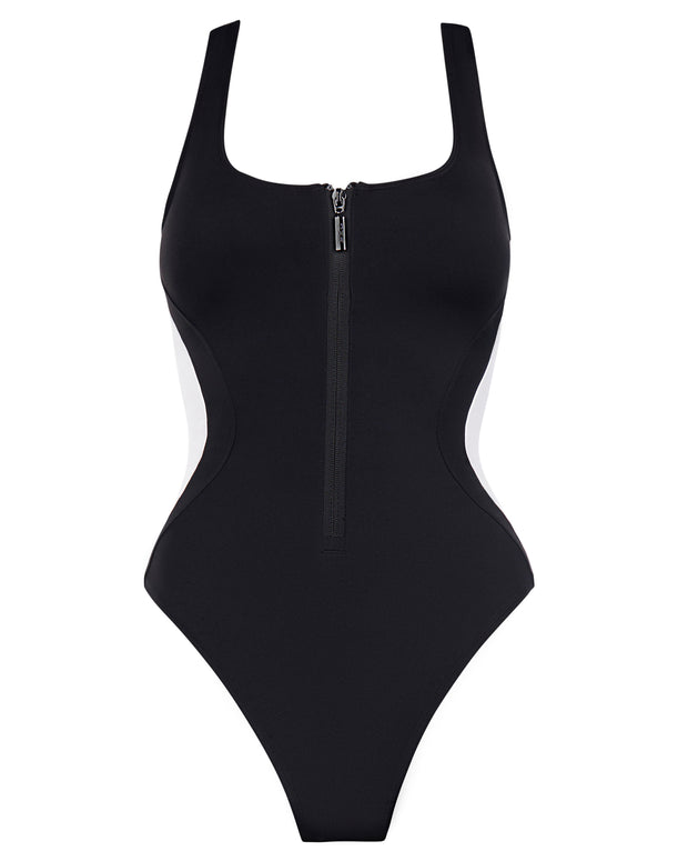 Scoopy Seamed Zip - Contour Black/White
